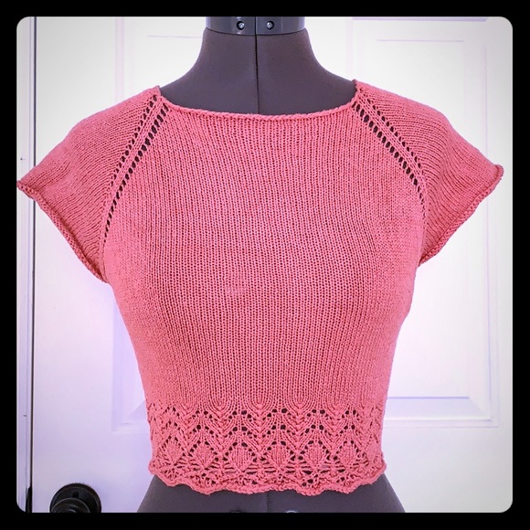 Handmade 100% Silk Lace Sweater Coral XS - Picture 1 of 4